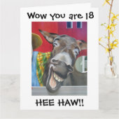 「18th」誕生日の「FRING DONKEY GREETING」 カード (黄色い花)