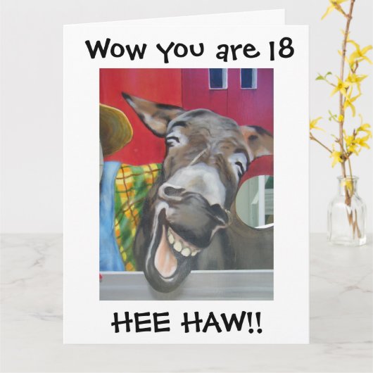 「18th」誕生日の「FRING DONKEY GREETING」 カード (黄色い花)