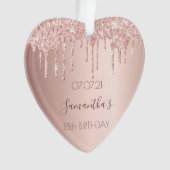 18th 18誕生日パーティーデコールバラ金ゴールドグリッター オーナメント (正面)