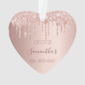 18th 18誕生日パーティーデコールバラ金ゴールドグリッター オーナメント (裏面)