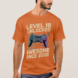 18th Birthday Boy Gift Level 18 Gamer 2008 18 Year Tシャツ