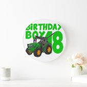 18th Birthday Boy Tractor Farm 18 Year Old Birthda ラージ壁時計 (ホーム)