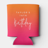 18th Birthday Bright Hot Pink and Orange Ombre 缶クーラー (裏面)