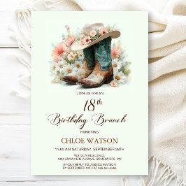 18th Birthday Cowgirl Boots Birthday Brunch 招待状