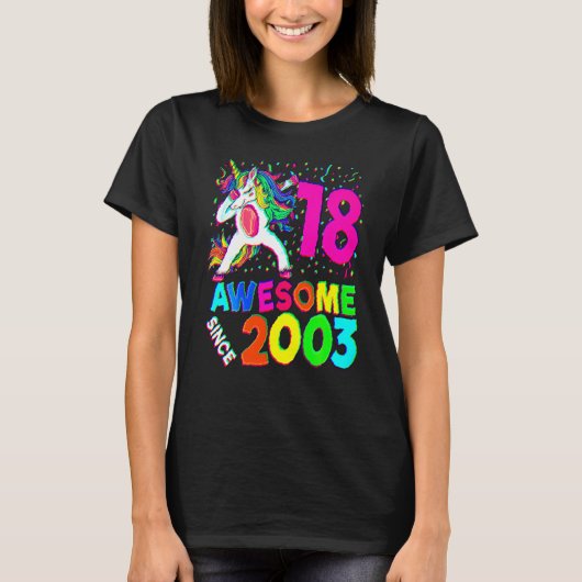 18th Birthday Dabbing Unicorn Party  18 Years Old  Tシャツ (正面)