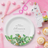 18th Birthday December Birth Flower Holly Custom ペーパープレート (パーティー)