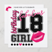 18th birthday girl Einladungs Karten, pink Kiss 招待状 (正面/裏面)