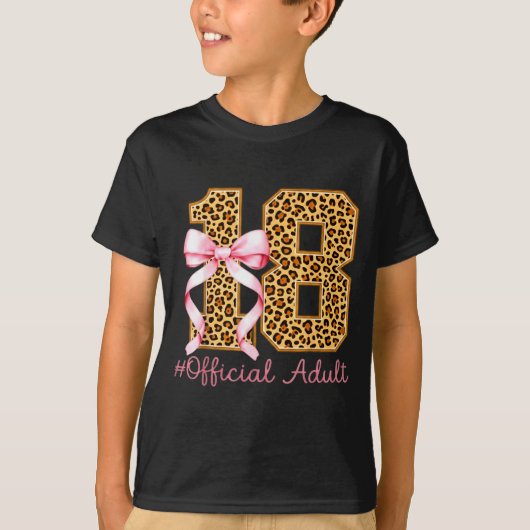 18th Birthday Girl Nk Coquette Bow Leopard 18 Year Tシャツ (正面)