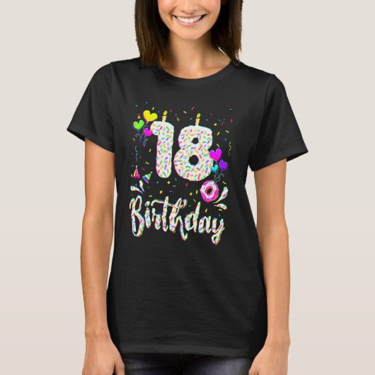 18th Birthday Girl Tee 18 Years Old Bday Doughnut Tシャツ (正面)