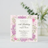 18th Birthday Invitation Elegant Pink Flowers 招待状 (スタンド正面)