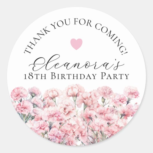 18th Birthday January Birth Flower Custom Favor ラウンドシール (正面)