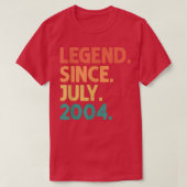18th Birthday Legend Since July 2004 18 Years Old  Tシャツ (デザイン正面)