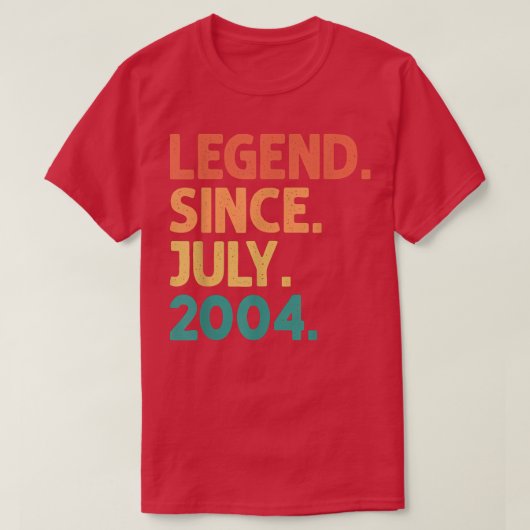 18th Birthday Legend Since July 2004 18 Years Old Tシャツ (デザイン正面)