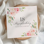 18th Birthday Partyが提供するピンクのフローラ スタンダードカクテルナプキン<br><div class="desc">美しくフェミニンスタイルのカスタム節目の誕生日に祝のカクテルナプキエレガントン。赤面ピンクの牡丹はエレガントフローラ枠を作る。</div>