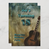 18th Birthday Party招待 – ブラウン/ティール（緑がかった色）/男性 招待状 (正面/裏面)