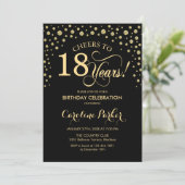 18th Birthday Party招待 – 金ゴールドブラック 招待状 (スタンド正面)
