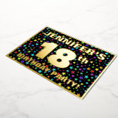 18th Birthday Party —おもしろい、スターカラフルズ・パターン 箔招待状 (回転した状態)