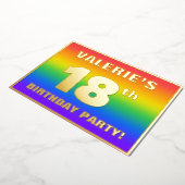 18th Birthday Party:おもしろい、レインボーカラフルパターン 箔招待状 (回転した状態)