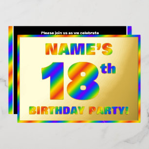 18th Birthday Party —おもしろい、レインボースペクトル「18」 箔招待状