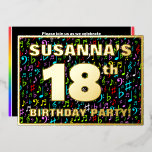 18th Birthday Party —おもしろい、音楽シカラフルンボル 箔招待状<br><div class="desc">この喜ばしい18歳の誕生日パーティーフォイル招待カードデザインの正面には、カスタマイズ可能な名前、多数の"18th"、メッセージ"BIRTHDAY PARTY!"、およびを備え縁どる。前面の背景には、おもしろい、カラフルミュージカル記号および注記パターンが含まれる。背面にはパーソナライズされた、日付、時刻、会場/場所、その他の関連情報など、イベントに関する詳細が表示される。これらのパーソナライズされた招待状は、招待状のゲスト/参加者が誰かの18歳の誕生日を祝って開催される誕生日パーティー/会合へのおもしろいの方法かもしれない。ソングライターもし、作曲家、歌手、ミュージシャン、音楽の愛好家である人は、より意味があるかもしれない。[～Z0000601]</div>