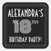 18th Birthday Party:アールデコスタイルと名前をカスタムする スクエアシール (正面)