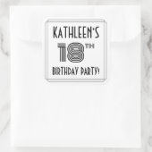 18th Birthday Party:アールデコスタイル+名前をカスタムする スクエアシール (バッグ)