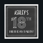 18th Birthday Party:アールデコスタイル 名前をカスタムする スタンダードランチョンナプキン<br><div class="desc">1920スタイリッシュ年代/1930年代のアートインスパイアデコは、誕生日をテーマにした紙のナプキンデザインに名前をカスタムするが加わり、「18th BIRTHDAY PARTY!」というメッセージが寄せられている。18THという数字は幾何学的に並ファンシーんだ感じだ。紙のナプキンは、誰かの18イベントのお祝いで開催される誕生日パーティーや他の18で使用されるかもしれない。[～Z0000659]</div>