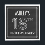 18th Birthday Party:アールデコスタイル 名前をカスタムする スタンダードランチョンナプキン<br><div class="desc">1920スタイリッシュ年代/1930年代のアートインスパイアデコは、誕生日をテーマにした紙のナプキンデザインに名前をカスタムするが加わり、「18th BIRTHDAY PARTY!」というメッセージが寄せられている。18THという数字は幾何学的に並ファンシーんだ感じだ。紙のナプキンは、誰かの18イベントのお祝いで開催される誕生日パーティーや他の18で使用されるかもしれない。[～Z0000659]</div>