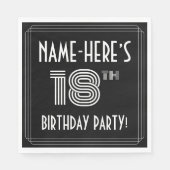 18th Birthday Party:アールデコスタイル+名前をカスタムする スタンダードランチョンナプキン (正面)