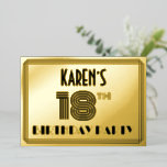 18th Birthday Party —アールデコスタイル「18」 & Name 箔招待状<br><div class="desc">このフロントとRoaring Twentiesエレガント、18番目の誕生祝いホイルデザインの名前をカスタムする、複雑なデコのルックの数インスパイアの"18th"、メッセージ"PARTY"のメッセージ"を備え、誕生日とラインを楽しむことができるとROARING 28番目の。背面にはパーソナライズされた、日付、時刻、会場/場所、その他の有用な情報など、イベントに関する詳細が表示される。豪華エレガントでパーソナライズされた、このような招待状は、誰かの18歳の誕生日を祝って行われる誕生日パーティーや集まりに招待状の出席者/ゲストに使用されるかもしれない。[～Z0000594]</div>