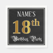 18th Birthday Party – スクリプファンシート、フェイク金ゴールド・ルック スタンダードランチョンナプキン (正面)