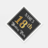 18th Birthday Party – スクリプファンシート、フェイク金ゴールド・ルック スタンダードランチョンナプキン (角)