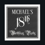 18th Birthday Party – スクリプファンシート 名前をカスタムする スタンダードランチョンナプキン<br><div class="desc">このエレガント華やかな誕生日紙ナプキンデザインは、カスタマイズ可能な名前とメッセージ"18th Birthday Party"を備えている。「18th」と「バースデーパーティー」という言葉は豪華な脚本スタイル文字で、背景はデフォルトで黒く塗られカスタマイズている。このエレガント様な紙のナプキンは、誰かの18歳の誕生日のお祝いで開催される誕生日パーティー/お祝いで使用されるかもしれない。[～Z0000563]</div>