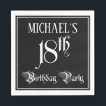 18th Birthday Party – スクリプファンシート 名前をカスタムする スタンダードランチョンナプキン<br><div class="desc">このエレガント華やかな誕生日紙ナプキンデザインは、カスタマイズ可能な名前とメッセージ"18th Birthday Party"を備えている。「18th」と「バースデーパーティー」という言葉は豪華な脚本スタイル文字で、背景はデフォルトで黒く塗られカスタマイズている。このエレガント様な紙のナプキンは、誰かの18歳の誕生日のお祝いで開催される誕生日パーティー/お祝いで使用されるかもしれない。[～Z0000563]</div>