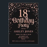 18th Birthday Party – ブラック&バラ金ゴールド 招待状<br><div class="desc">第18回バースデーパーティーへの招待。黒エレガントのデザインとグリッターのバラ金ゴールド。スクリプトスタイリッシュのフォントと紙吹雪の機能。メッセージもしメッセージはカスタム年齢。</div>