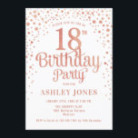 18th Birthday Party – ホワイト&バラ金ゴールド 招待状<br><div class="desc">第18回バースデーパーティーへの招待。白エレガント色、ピンク、グリッターのバラ金ゴールドのフェイクデザイン。スクリプトスタイリッシュのフォントと紙吹雪の機能。メッセージもしメッセージはカスタム年齢。</div>