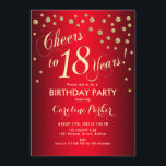 18th Birthday Party -金ゴールド赤 招待状<br><div class="desc">18thバースデーパーティー招エレガント待デザインとフェイクグリッター金ゴールドとダークレッド。応援18年！</div>