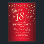 18th Birthday Party -金ゴールド赤 招待状<br><div class="desc">18thバースデーパーティー招エレガント待デザインとフェイクグリッター金ゴールドとダークレッド。応援18年！</div>