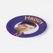 18th birthday party blue金ゴールド写真 ペーパープレート (アングル)