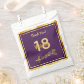 18th birthday party music notes紫の金ゴールド名 フェイバーバッグ (クリップ留めされた状態)
