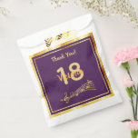 18th birthday party music notes紫の金ゴールド名 フェイバーバッグ<br><div class="desc">18ガーリー歳の誕生日パフェミニンーティでフェイクは、金ゴールド音楽ノート付きの紫色の背景。文字付き：ありがとう！テンプレートの名前と年齢、黄金の文字。</div>