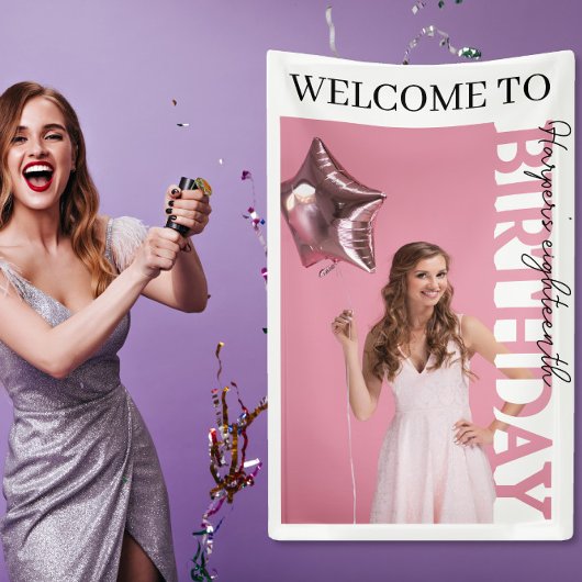 18th Birthday Photo college Party  横断幕