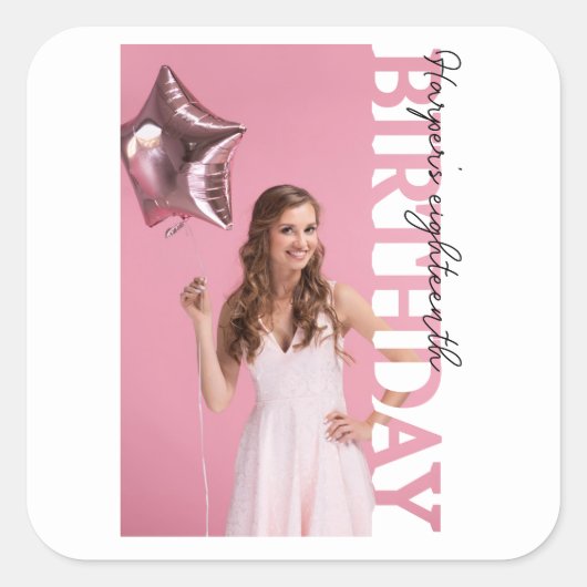 18th Birthday Photo college Party favor スクエアシール (正面)