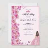 18th birthday Pink Roses and Dress Debut 招待状 (正面)