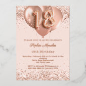 18th birthday rose gold balloons invitation 箔招待状 (正面)