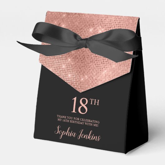 18th Birthday Rose Gold Thank You Favor Box フェイバーボックス (正面サイド)
