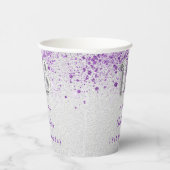 18th birthday silver lavenderグリッター 紙コップ (右)
