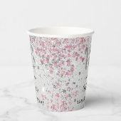 18th birthday silver pinkグリッター名 紙コップ (右)