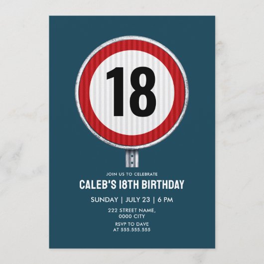 18th Birthday Speed Limit Sign - ANY AGE 招待状 (正面)