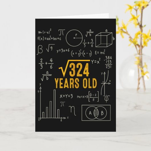 18th Birthday Square Root Of 324 Love Math 18 Year カード (黄色い花)
